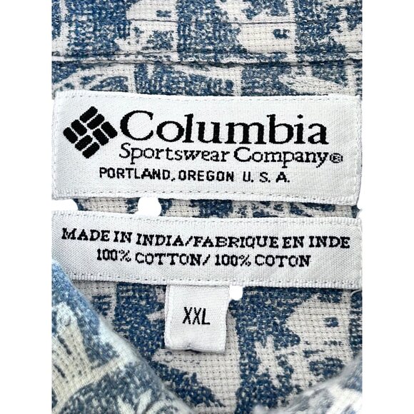 COLUMBIA~ Mens Casual Cotton Button-Up Shirt ~ Nature Print Short Sleeve~XXL - Picture 5 of 10